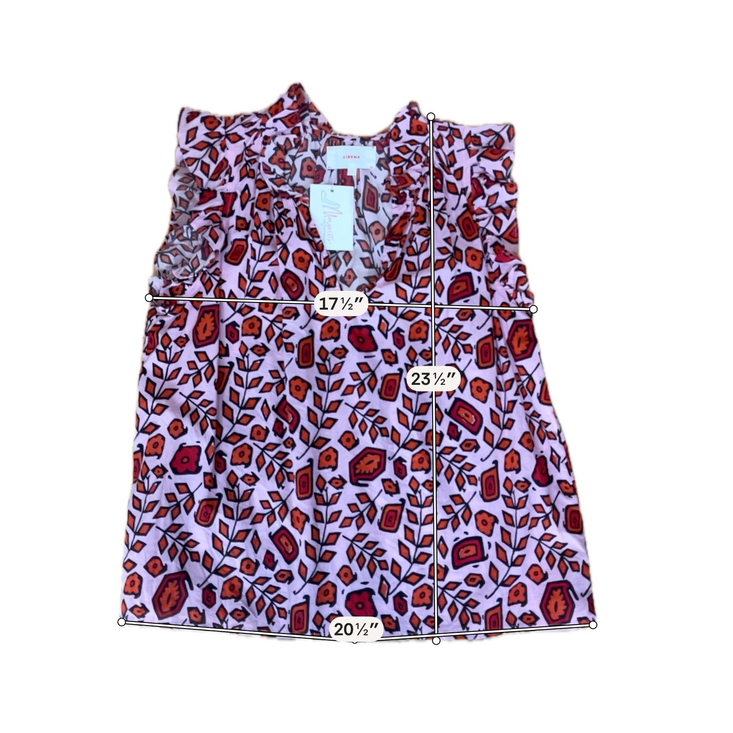 Xirena Beau Floral Ruffle V-Neck Sleeveless Top Size Small