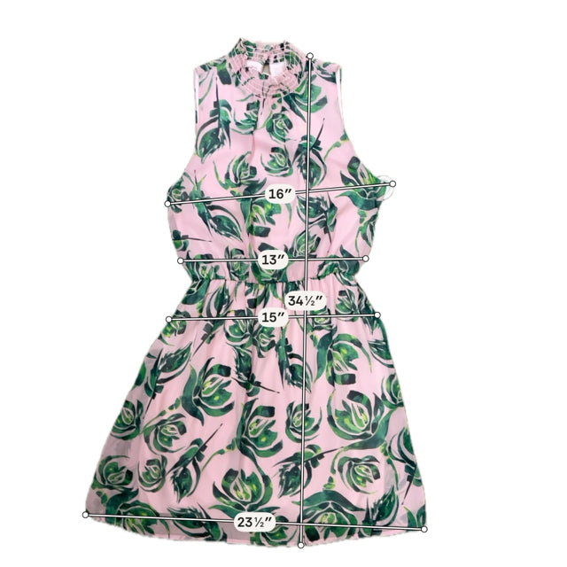 Everly Floral Smocked Halter Neck Mini Dress Size S Pink GreeN- ONLINE ONLY