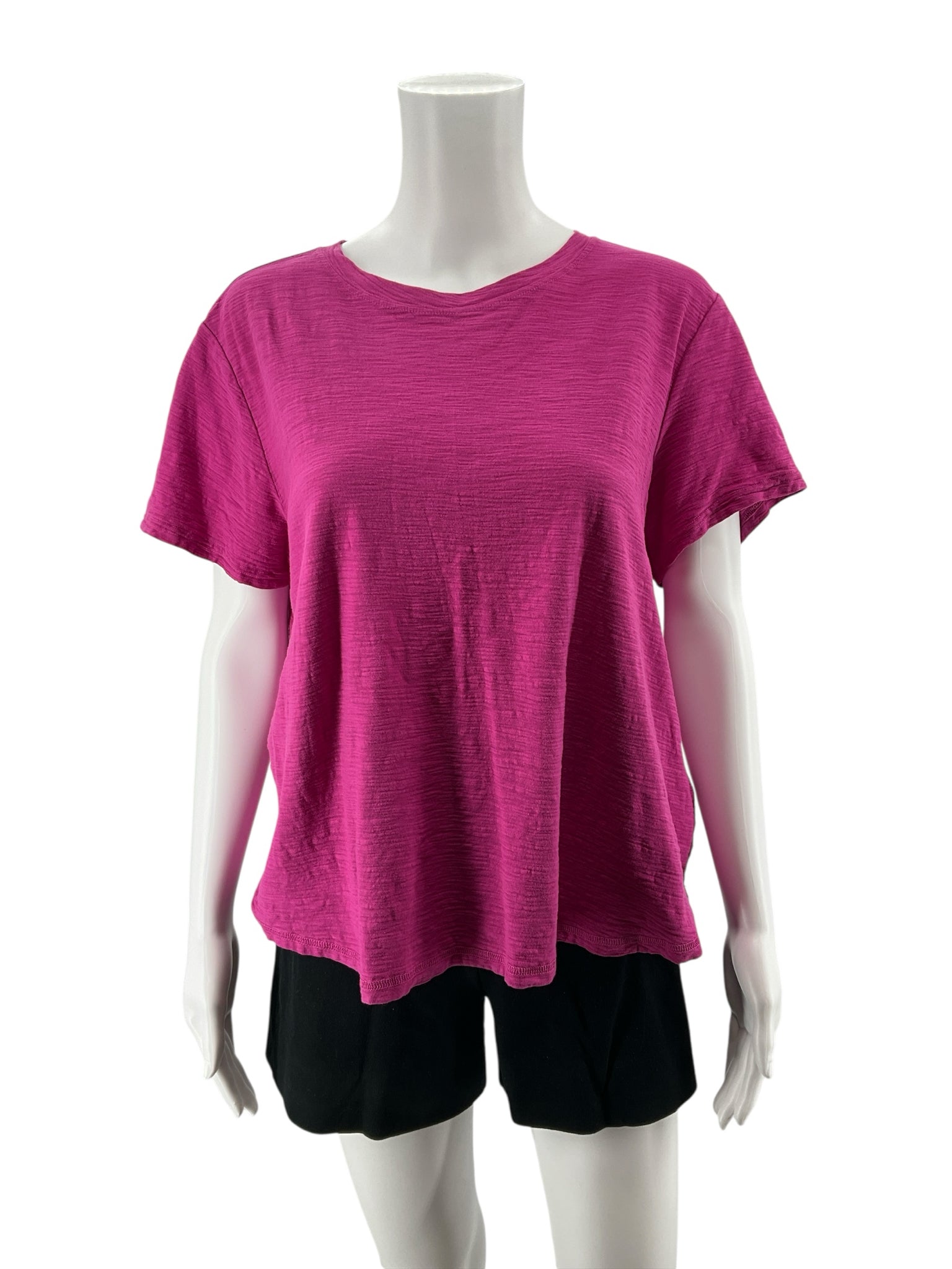 Pilcro Slub Cotton Crewneck Tee Fuschia Pink | Size XL