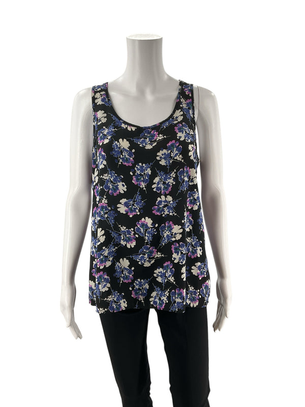 Express Black/Purple Floral Pre-Owned Ladies Top - Size Medium