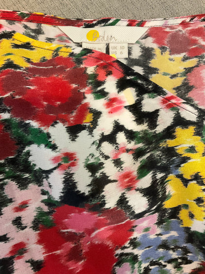 Boden red/blue/yellow/white Sleeveless Abstract Floral 100% Silk Cami Top Size 6 - Size 6