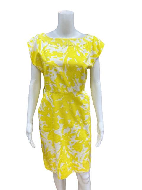Shoshanna White/Yellow Print Ladies Pre-Owned Dress - Size 12 - Margaret’s Fine Consignment