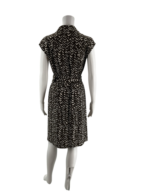 Chaps Brown/Tan Print Pre-Owned Ladies Dress - Size Medium