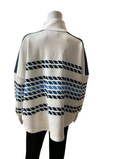 Tuckernuck Hyannis Half-Zip Pullover Navy Rope Stripe Top Size M/L