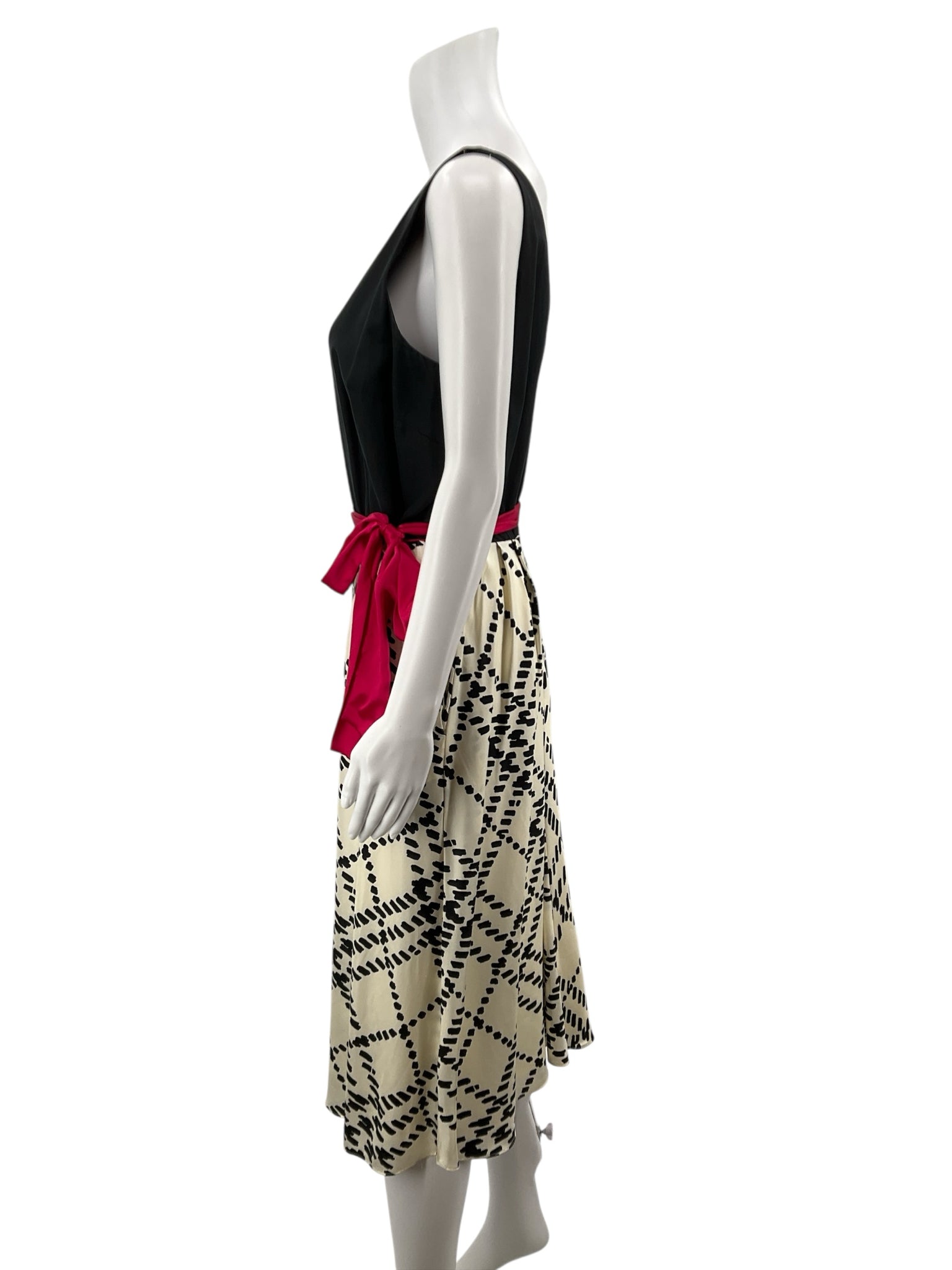 Lilly Pulitzer black/tan A-Line Trista Dress Silk Chain Link Print Size 10 - Size 10