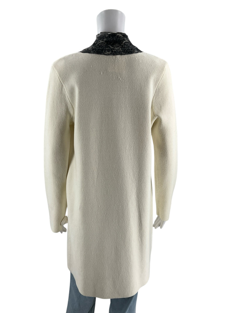 Alfani Ivory/Black Lace Pre-Owned Ladies Shrug - Size Medium