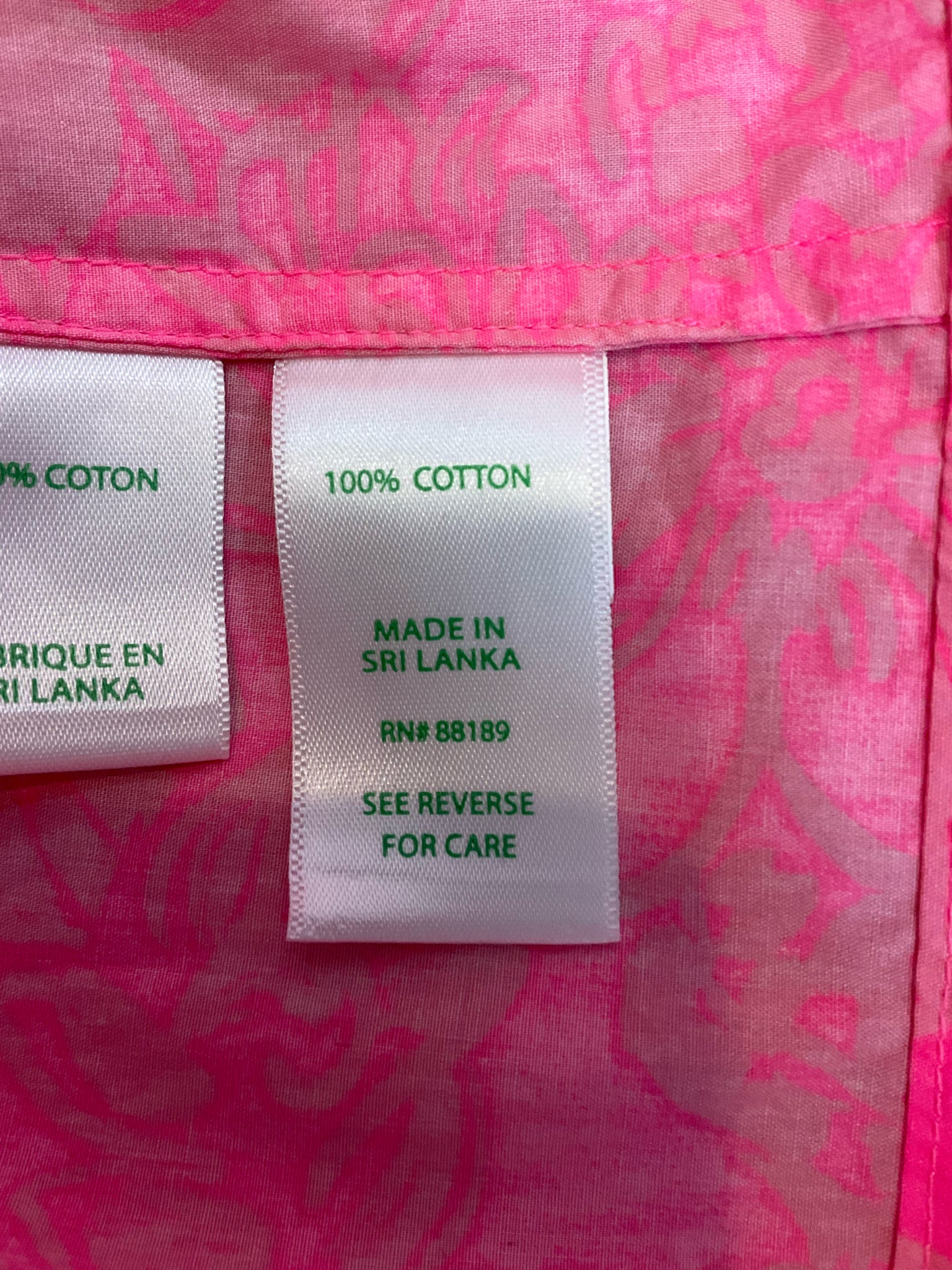 Lilly Pulitzer Size S pink/white Floral Pre-Owned Ladies Casual Top - Downstairs