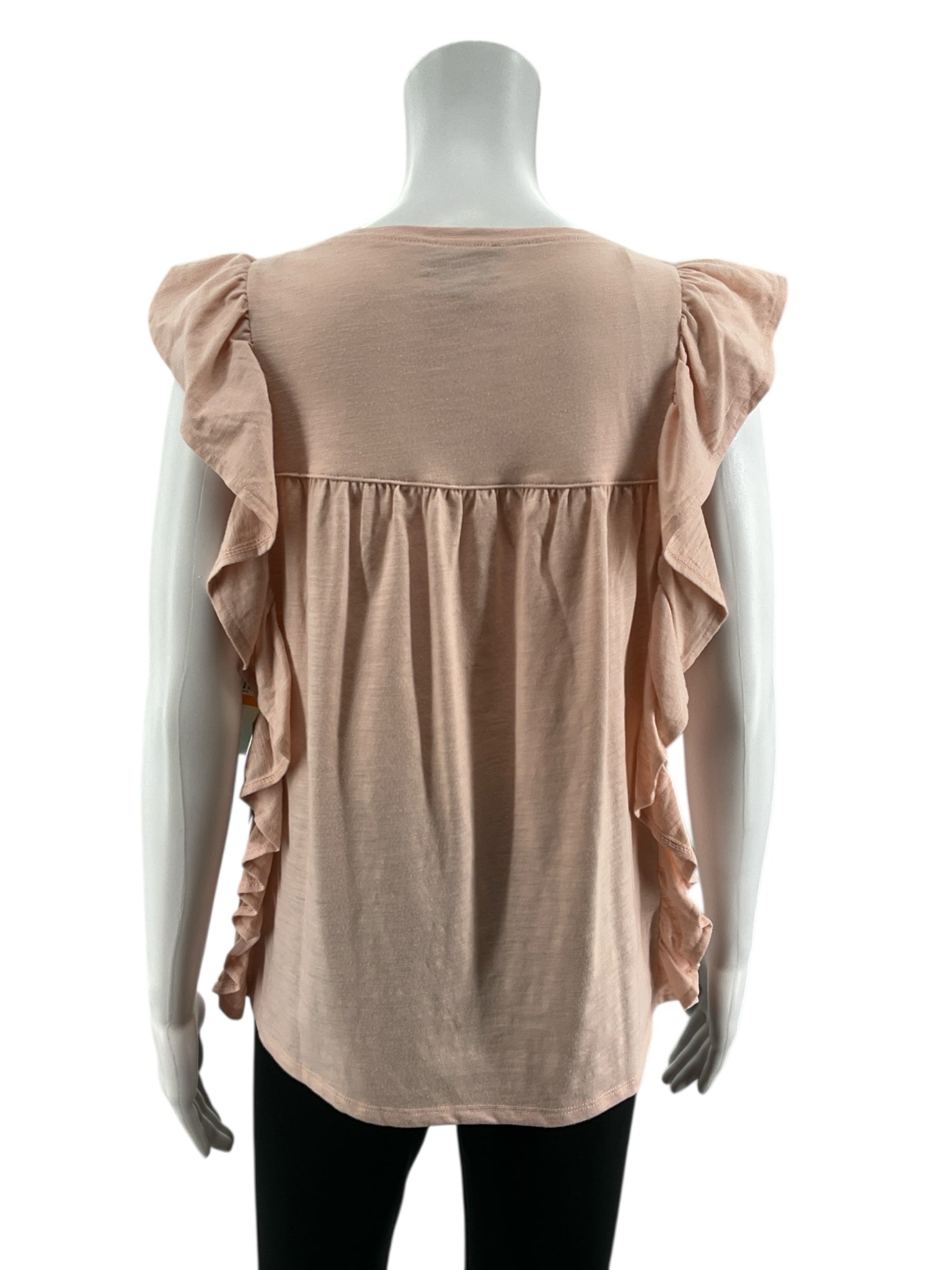 CeCe Blush Sleeveless Ruffle Flutter Sleeve Top Blush Pink NWT Size Small - Size S