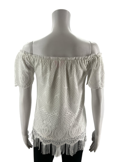 Lilly Pulitzer White Fringe Pre-Owned Ladies Top - Size XS