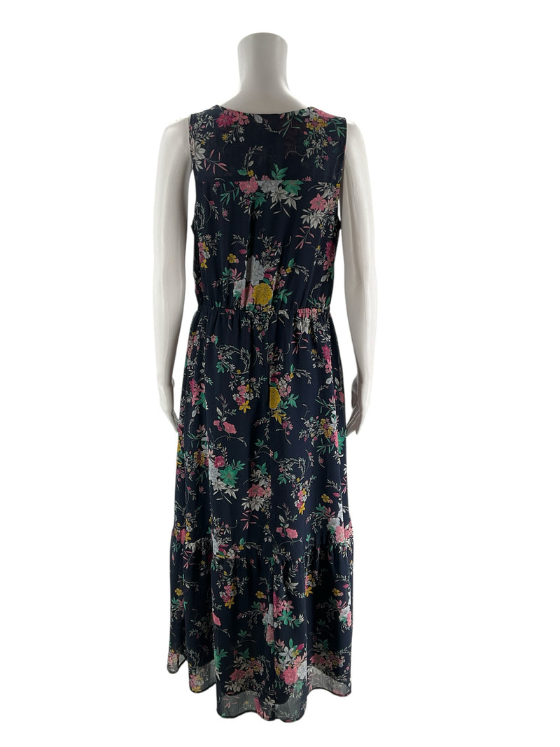 Merona Navy/Multi Floral Pre-Owned Ladies Dress - Size Medium