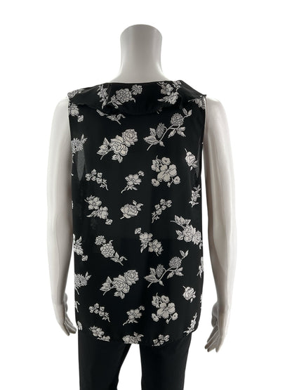 Loft Black/White Floral Pre-Owned Ladies Top - Size Medium Petite - Margaret’s Fine Consignment