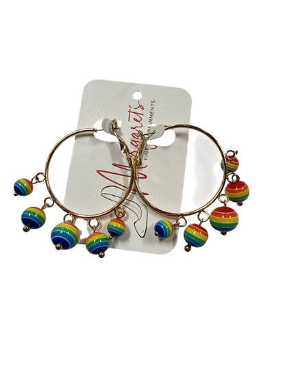 Magnetic Fine Jewelry Rainbow Enamel Globe Dangle Hoop Earrings