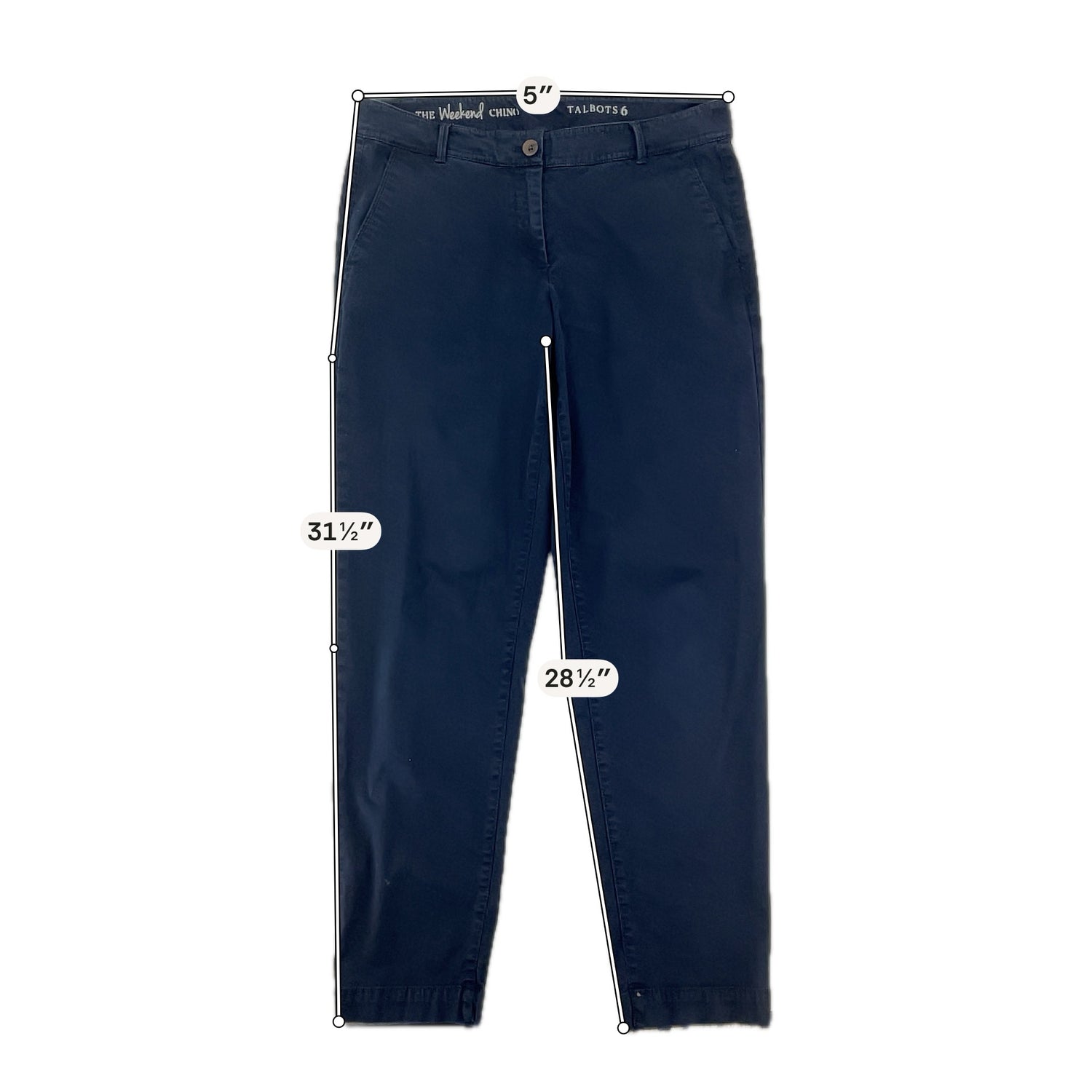 Talbots Navy Pant The Weekend Chino Pants Size 6 Navy Blue Cropped Ankle - Size 6