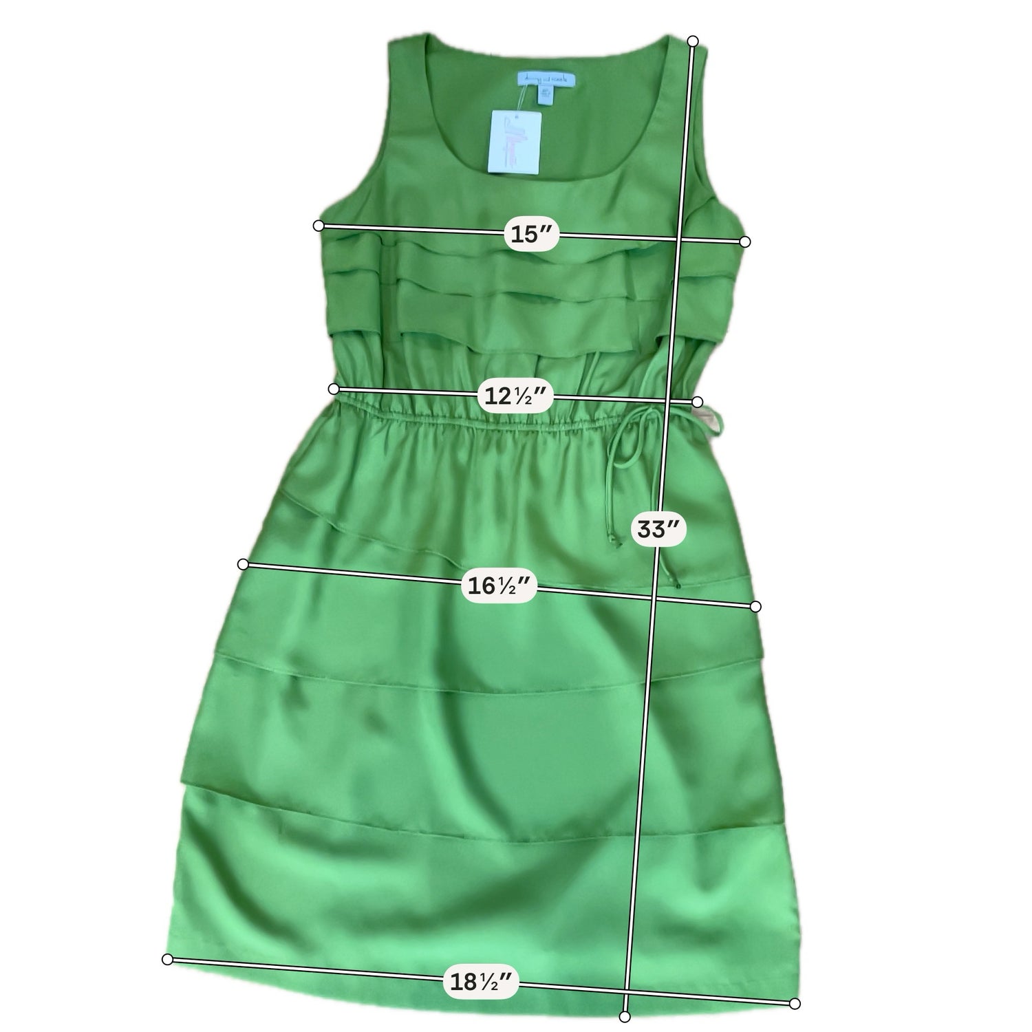 Danny &amp;amp; Nicole Green Tiered Ruffle Sleeveless Dress Size 12P