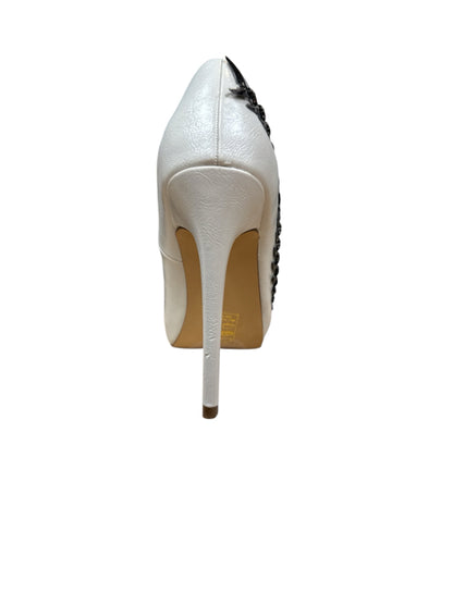 Sophia &amp; Lee Clay Heels Clay Pointed Toe Stiletto Heels with Leaf Chain Embellishment Size 6 - Size 6