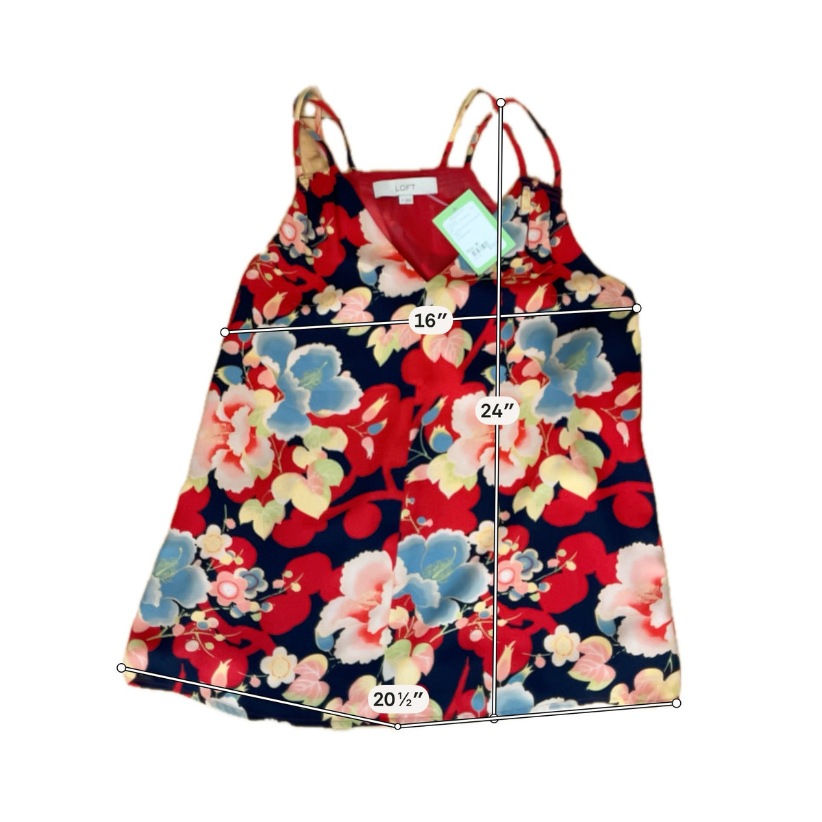 LOFT Floral Double Strap V-Neck Cami Tank Top Size Medium - ONLINE ONLY