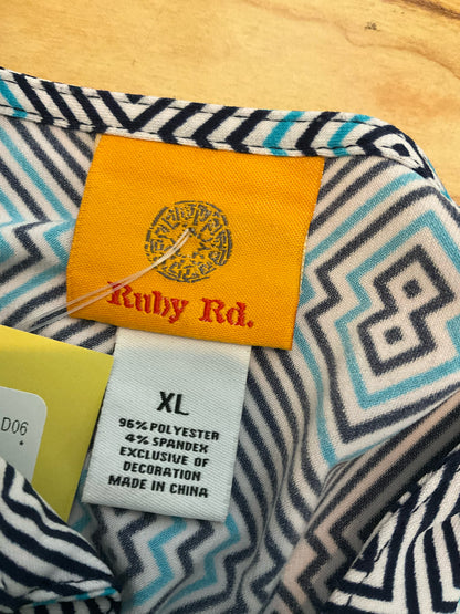 Ruby Rd. Mixed Print Tunic Top Beaded Keyhole 3/4 Sleeve Blouse | Size XL