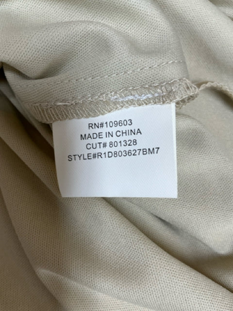 Close-up of inner label showing style number R1D803627BM7 and RN#109603 for Rabbit Rabbit Rabbit Beige Pre-Owned Ladies Dress, size 6.