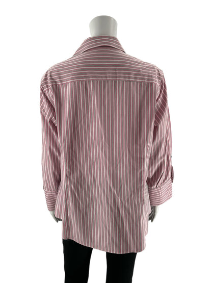 Brooks Bros pre-owned casual top featuring white, pink, and green stripes in size 16.