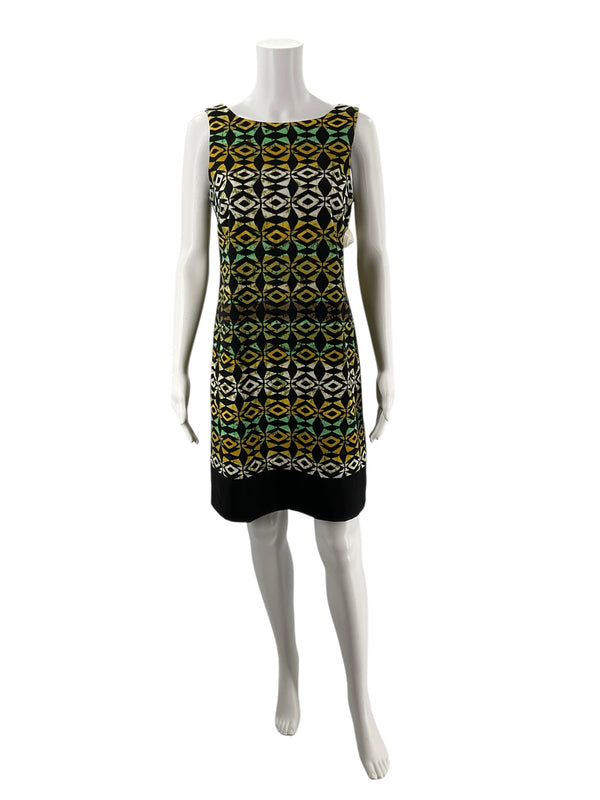 AB Studio Black/Yellow/Green Print Pre-Owned Ladies Dress - Size 6