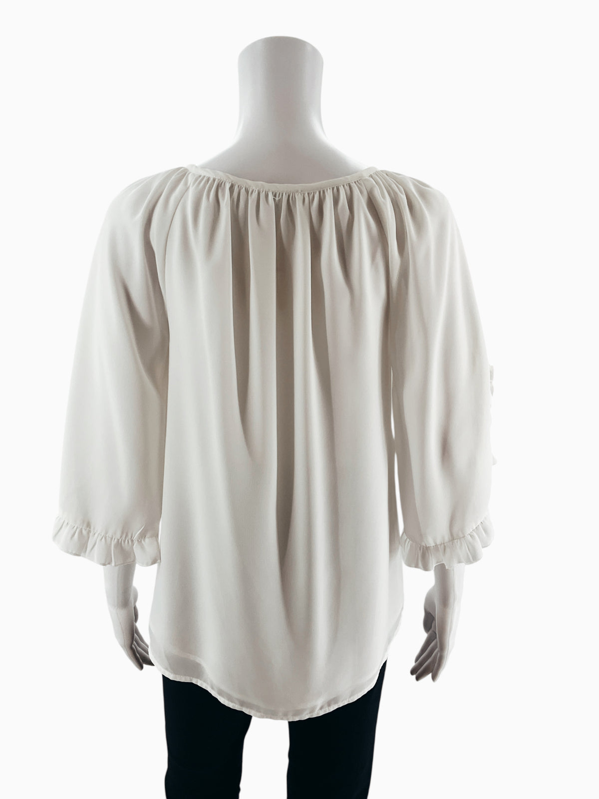 Jade Cream Tie-Front Bohemian Blouse - Size Small- ONLINE ONLY
