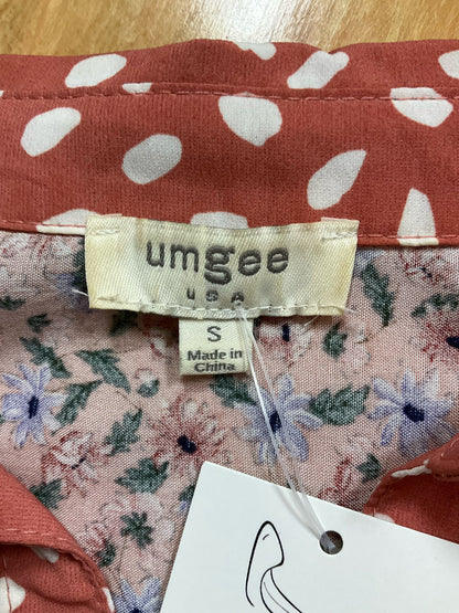 Umgee USA Mixed Print Tiered Babydoll Mini Dress Salmon Floral Leopard Size Small