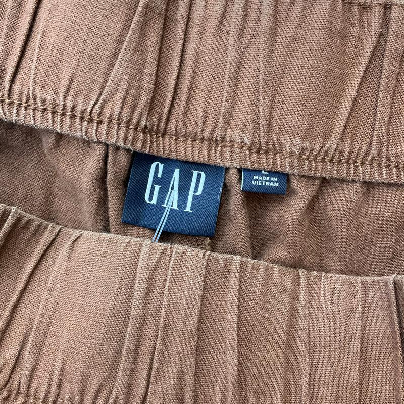 Pre-Owned Gap Brown Solid Linen-Blend Pull-On Shorts - Size Large