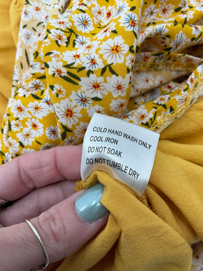 Princess Polly Mustard Mini Mustard Yellow Daisy Floral Tie-Front Mini Dress Size US 10 - Size 0