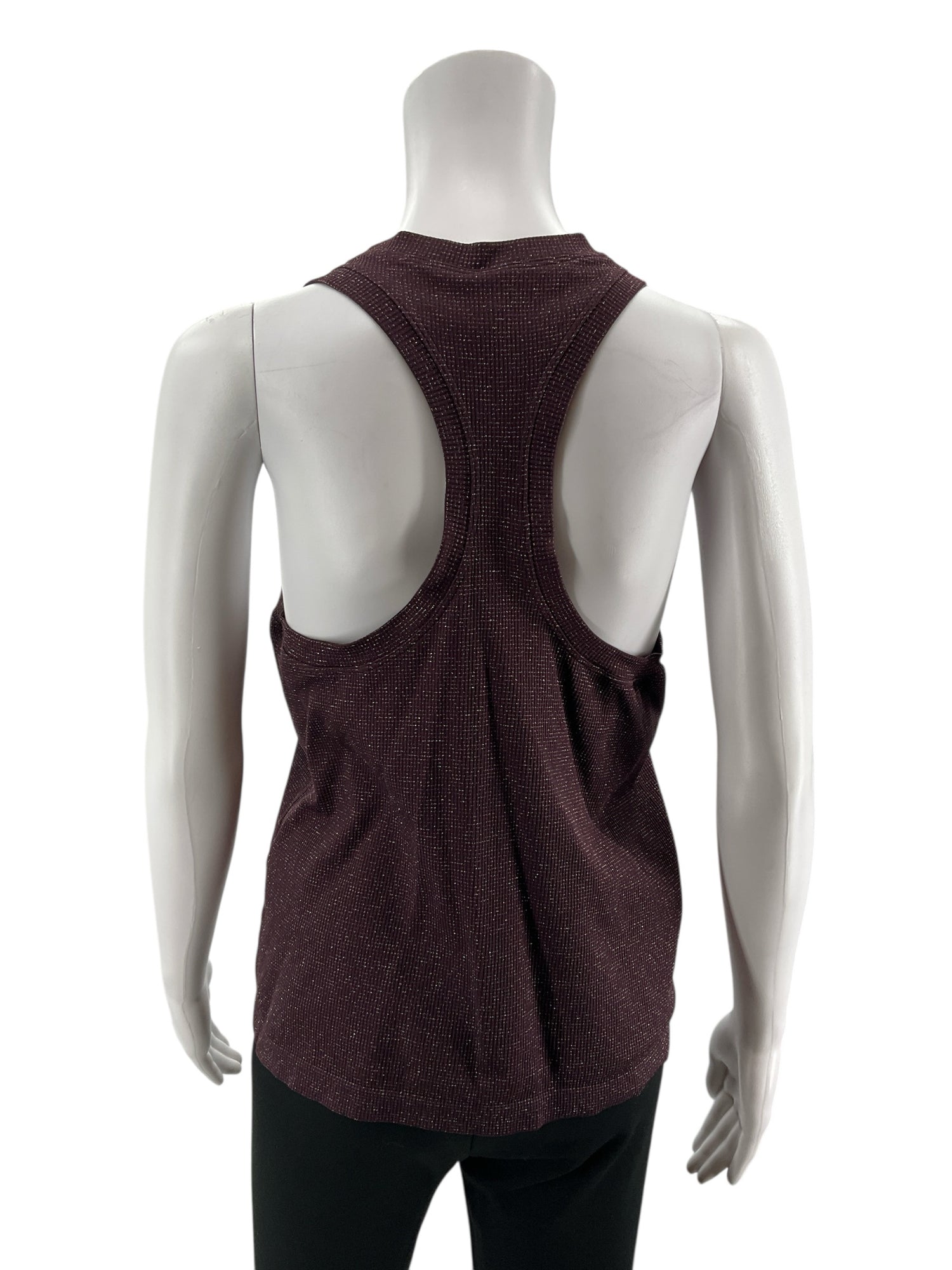 Athleta Shimmer Seamless Racerback Tank Top Maroon Sparkle Size Medium