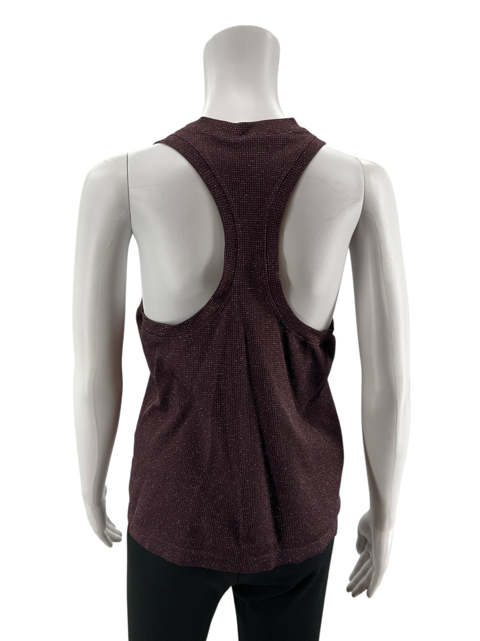 Athleta Shimmer Seamless Racerback Tank Top Maroon Sparkle Size Medium