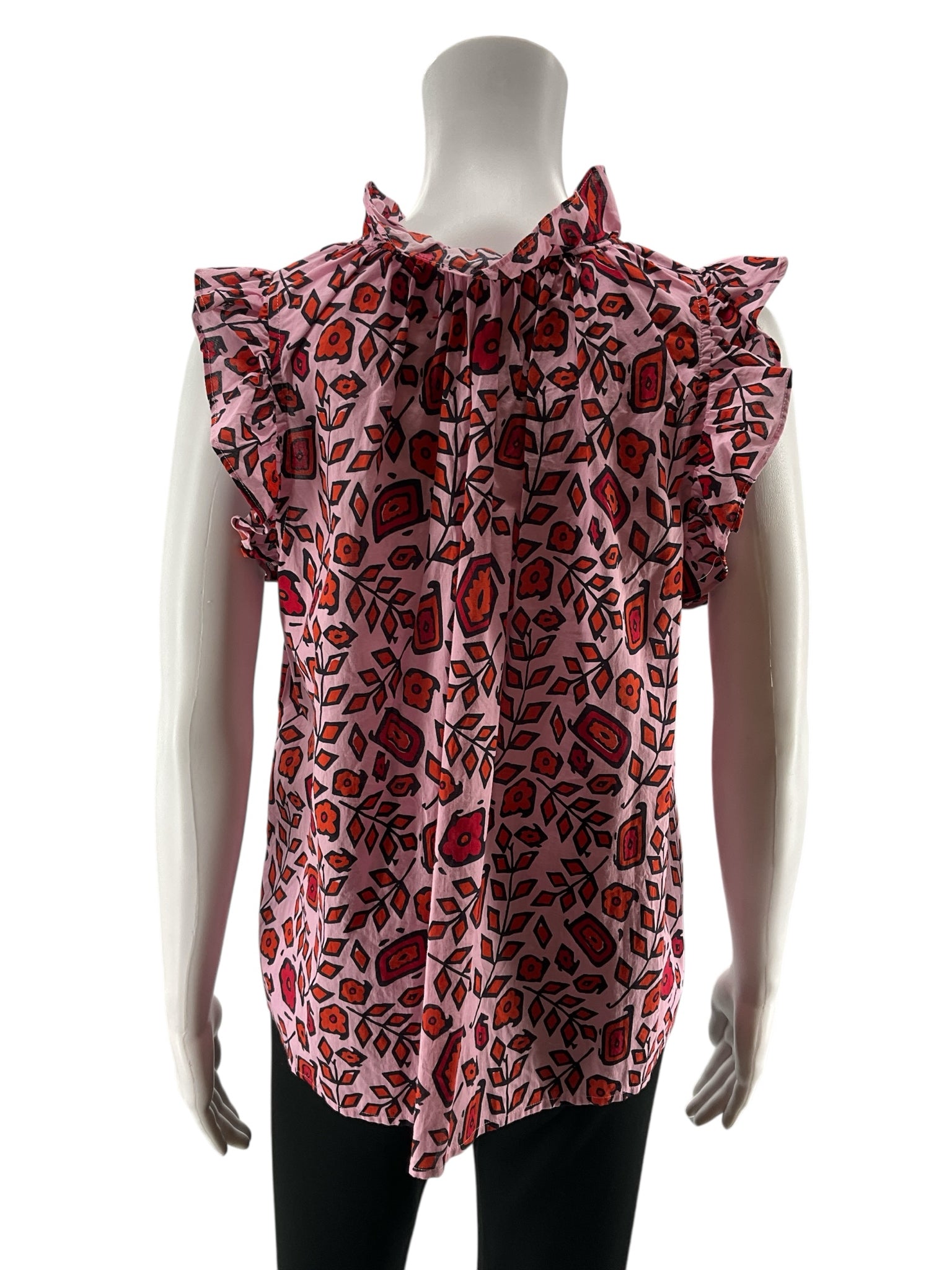 Xirena Beau Floral Ruffle V-Neck Sleeveless Top Size Small