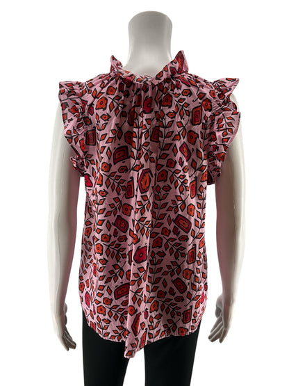 Xirena Beau Floral Ruffle V-Neck Sleeveless Top Size Small