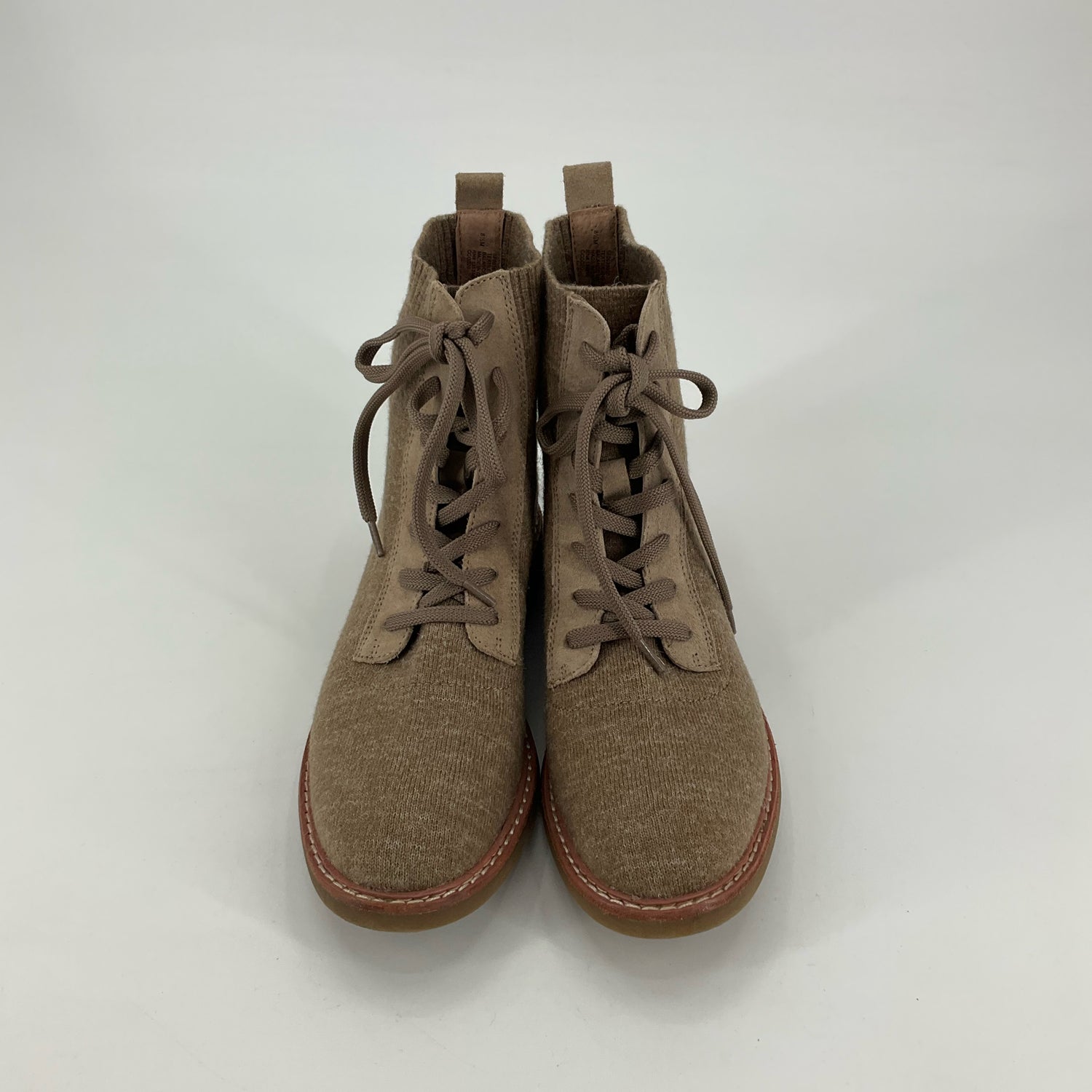 Softt Tamela II Waterproof Knit Suede Ankle Boots Taupe Size 8.5