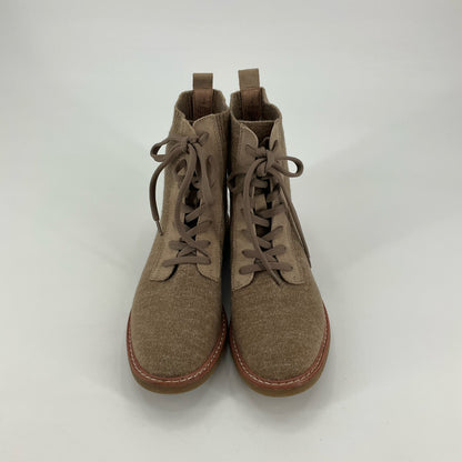 Softt Tamela II Waterproof Knit Suede Ankle Boots Taupe Size 8.5