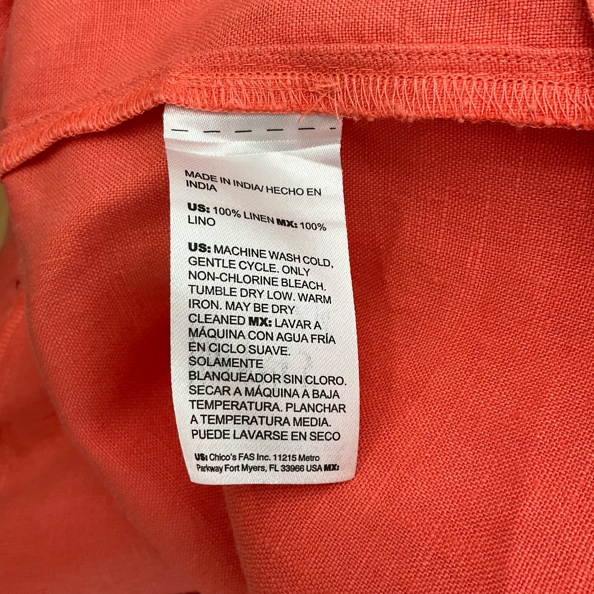 Chico's Orange Solid Dress Size 16 - info