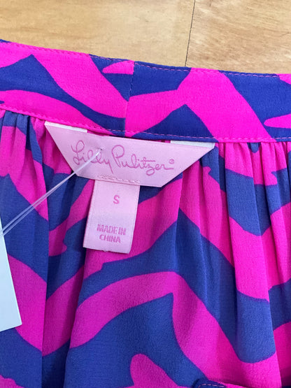 Lilly Pulitzer Elsa Silk Top First Impression Birds Print Small