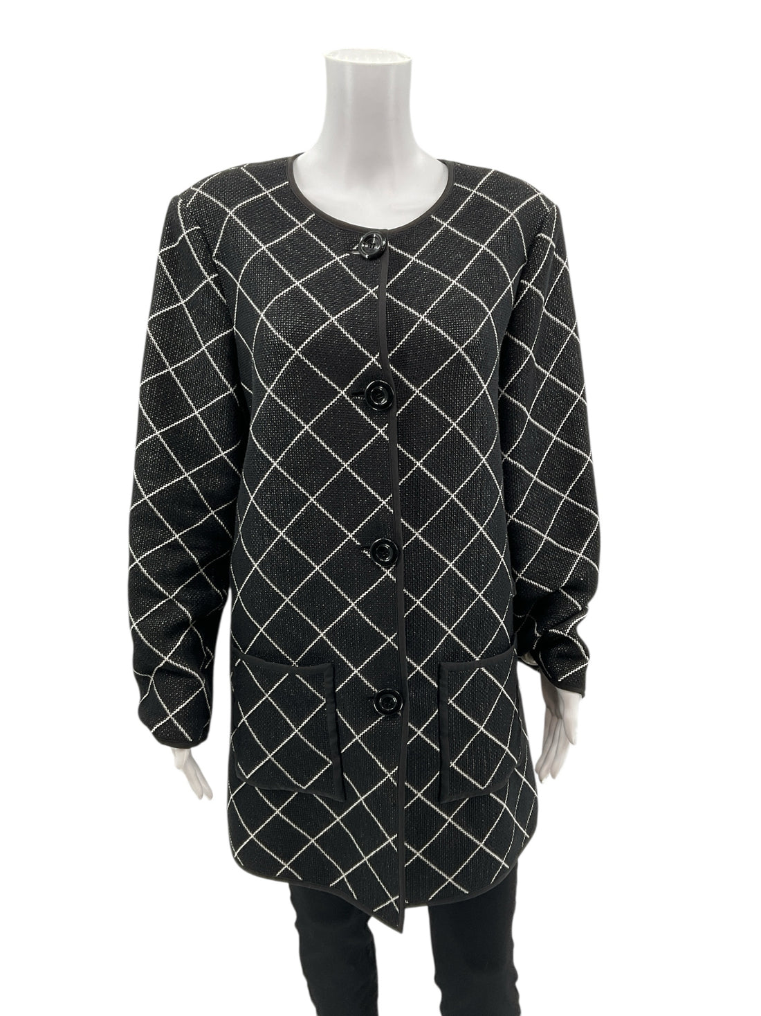 Doncaster Black/White Squares Pre-Owned Ladies Jacket - Size 16 - Margaret’s Fine Consignment