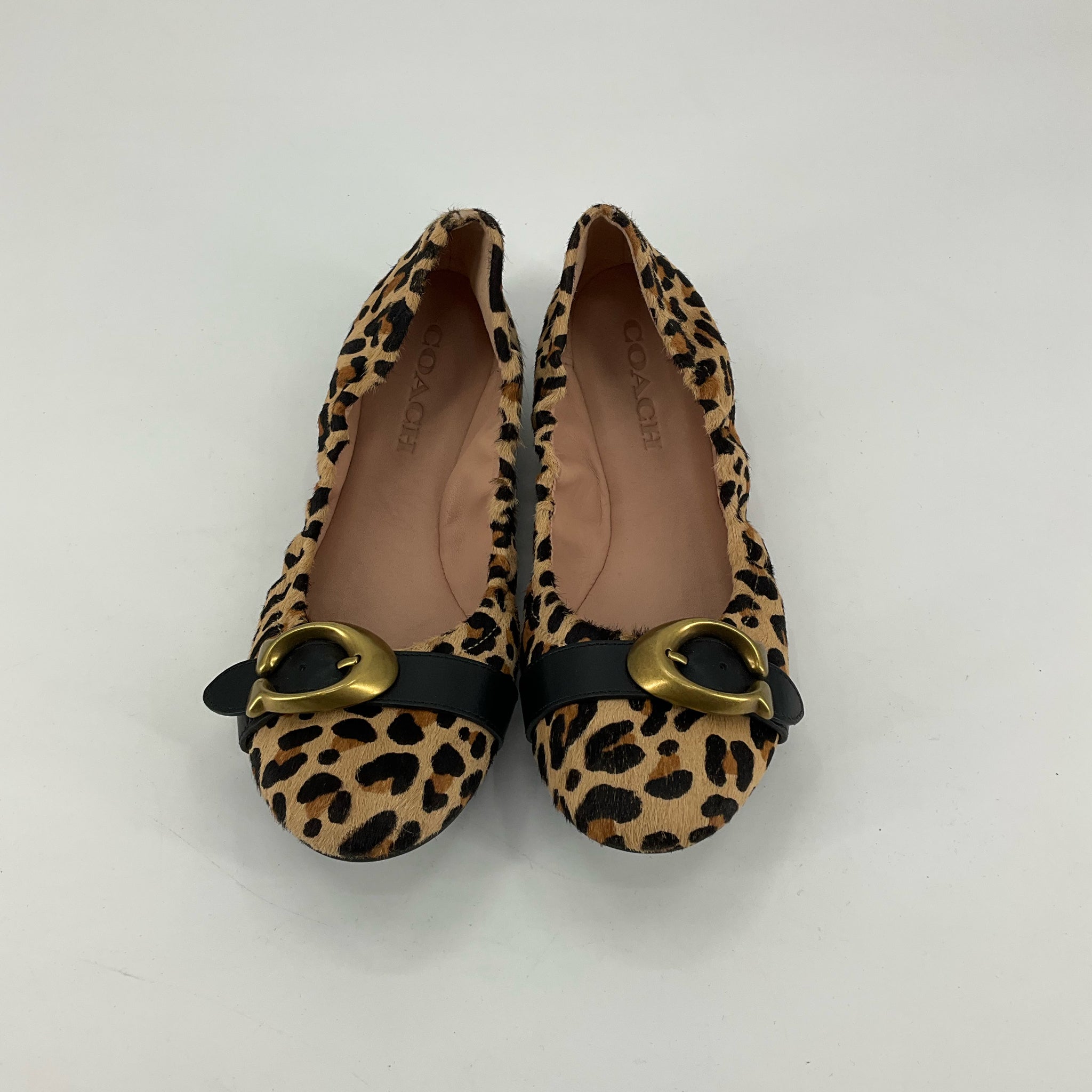 Coach Arlene Leopard Print Calf Hair Horsebit Ballet Flats Size 6.5