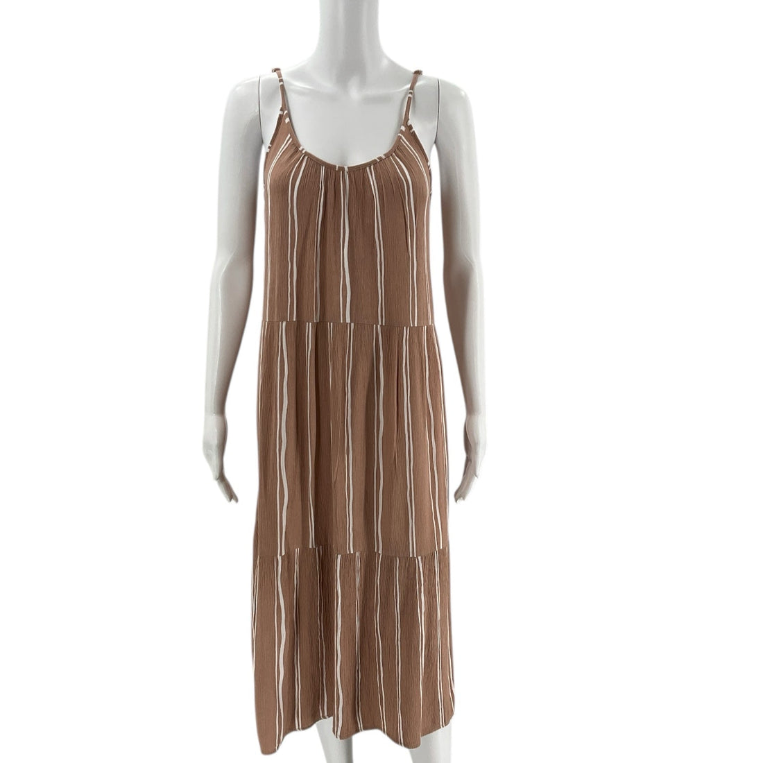 Loft Tan/White Striped Ladies Pre-Owned Maxi Dress - Size Small - Margaret’s Fine Consignment