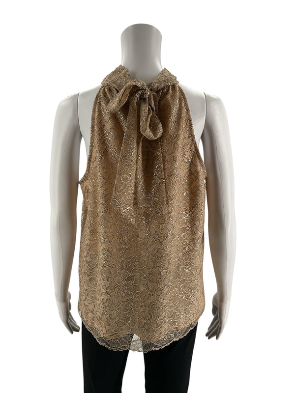 J Crew Taupe Lace Pre-Owned Ladies Top - Size Small