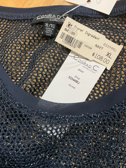 Conrad C Collection Navy Sparkle Lurex Tunic Sweater Top XL New With Tags