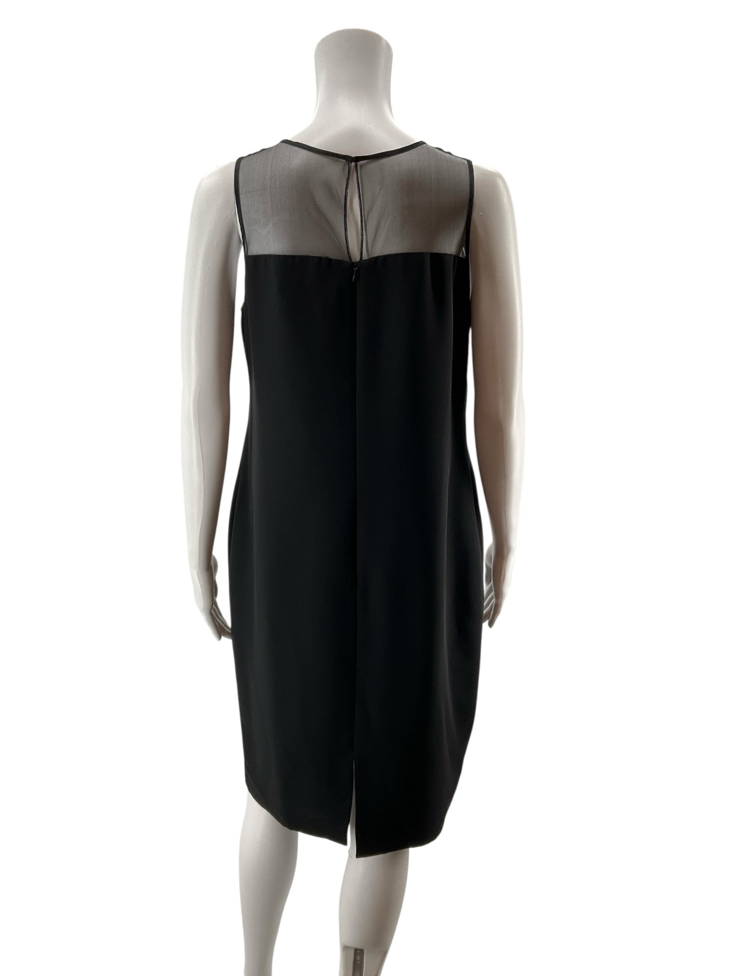 Ellen Tracy Beaded Neckline Mesh Yoke Shift Dress