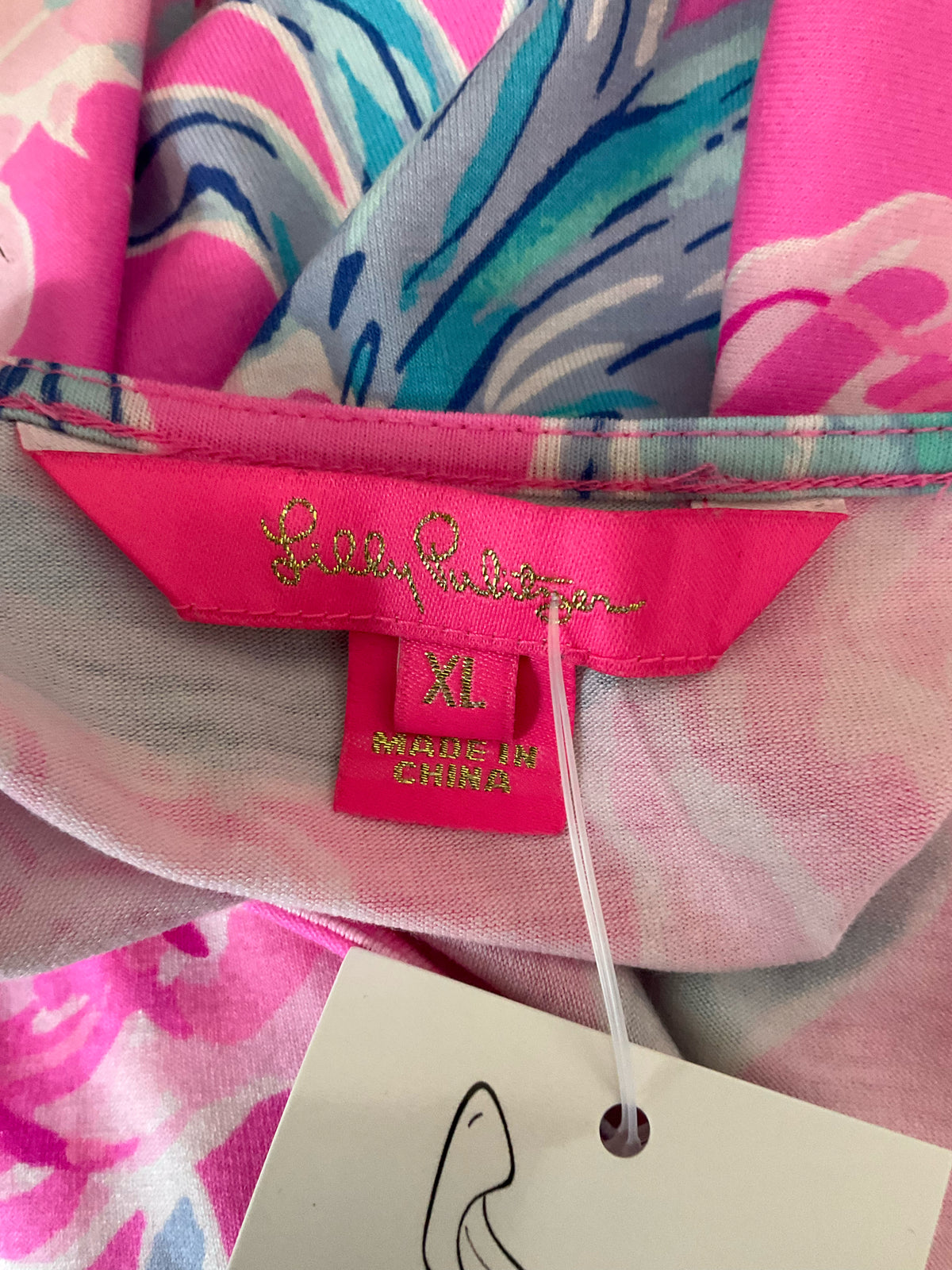 Lilly Pulitzer Pre-Owned Tropical Floral Flutter Sleeve Maxi Dress Size XL - Pink, Blue, White - ONLINE ONLY