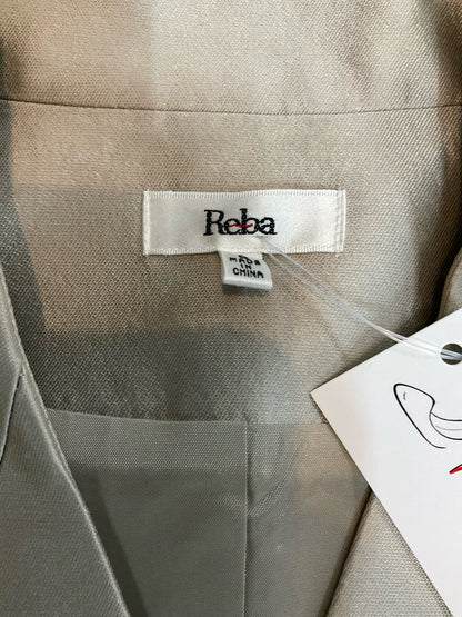 Reba Wool Silk Blend Collarless Open Front Blazer Jacket Champagne Size 6