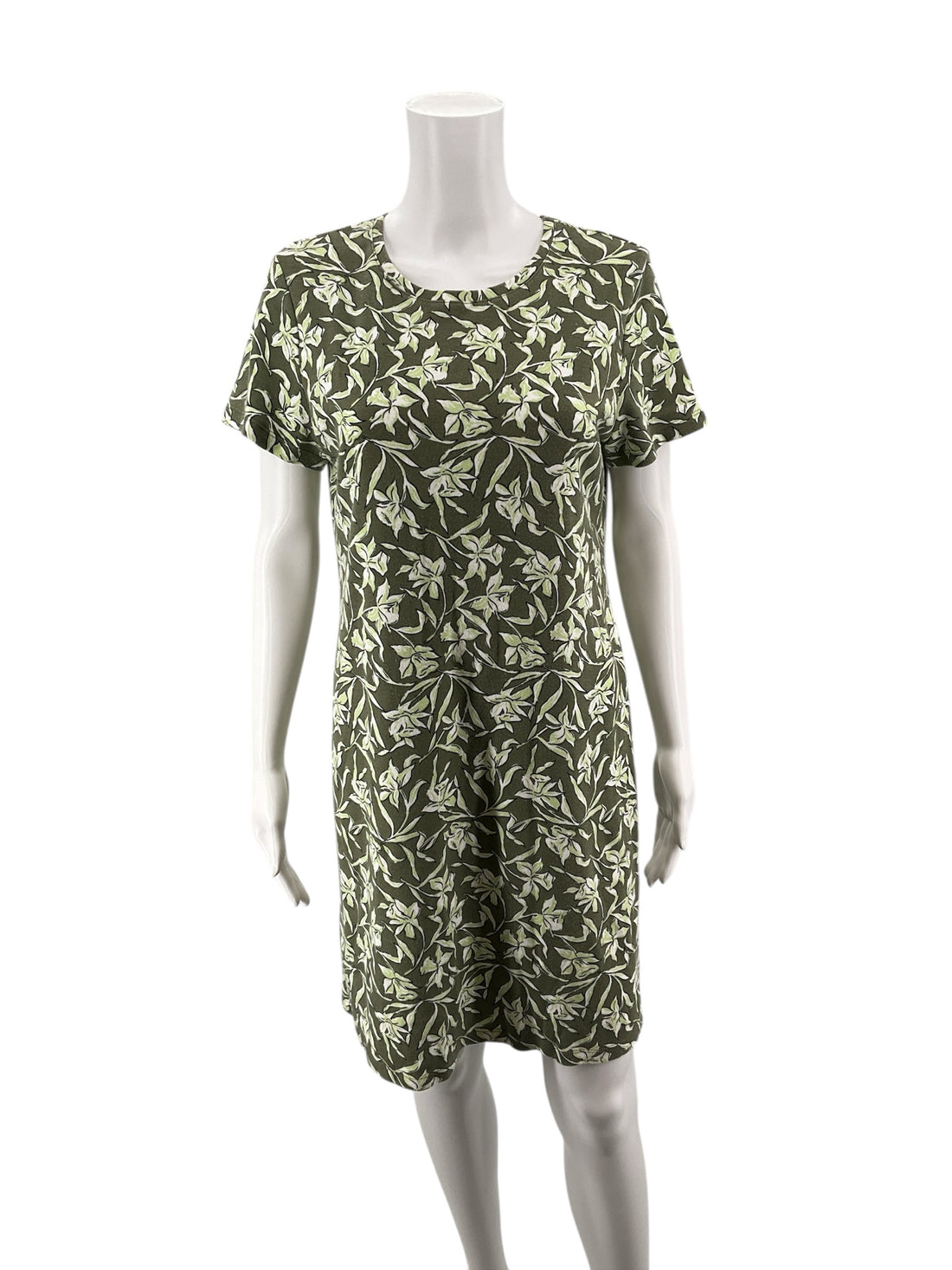 Karen Scott Green Floral Pre-Owned Ladies Dress - Size Medium
