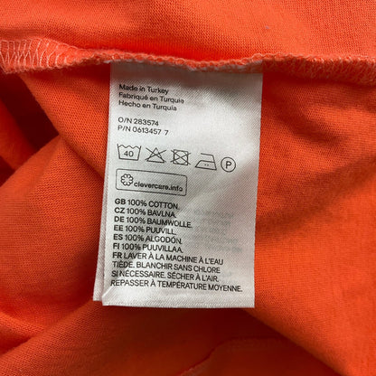 H&amp;M orange solid cold shoulder ladies top in size large, showcasing the shoulder cutouts and vibrant color.