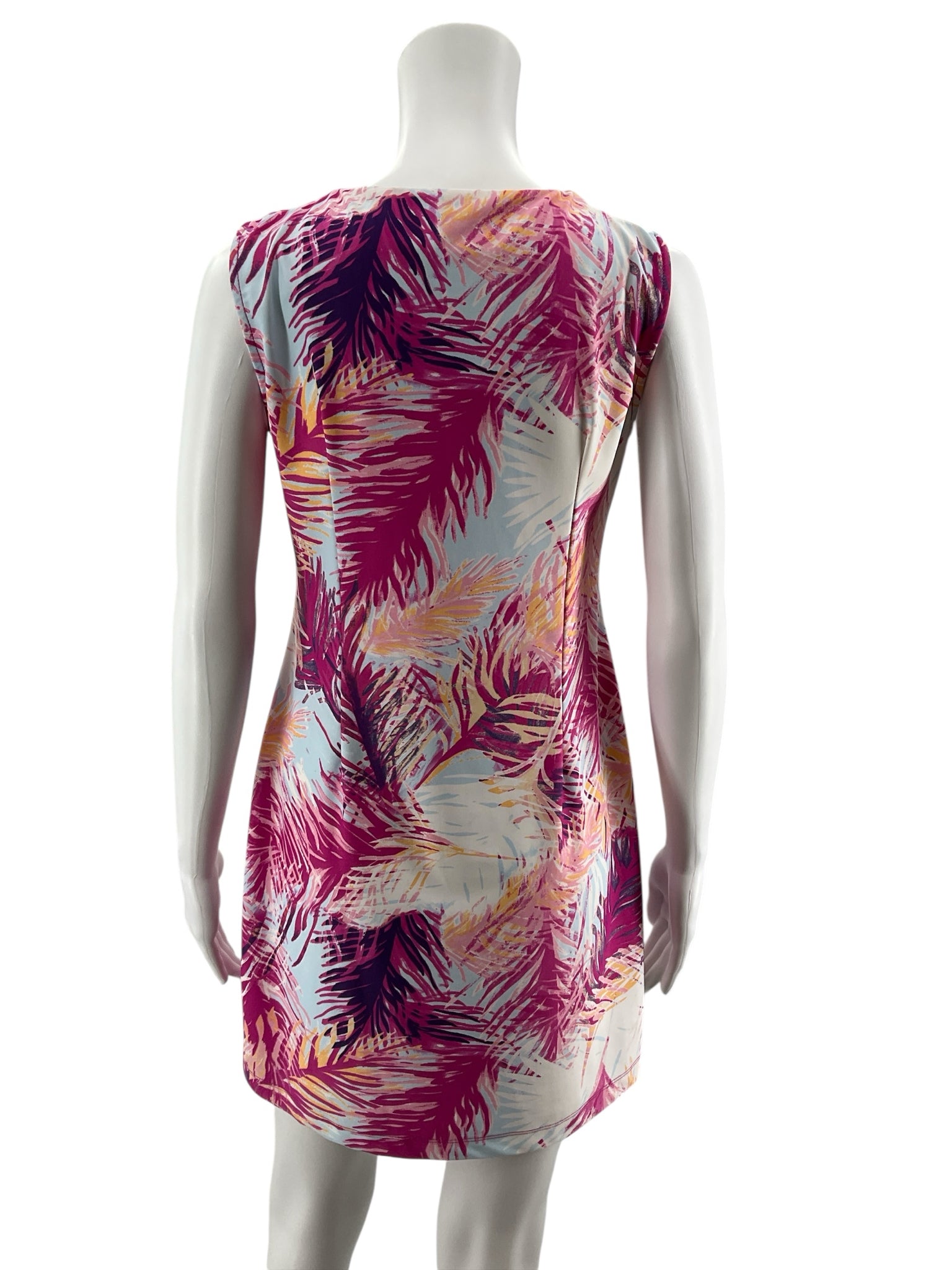Aryeh Tropical Palm Leaf Print Sleeveless Shift Dress Size Small