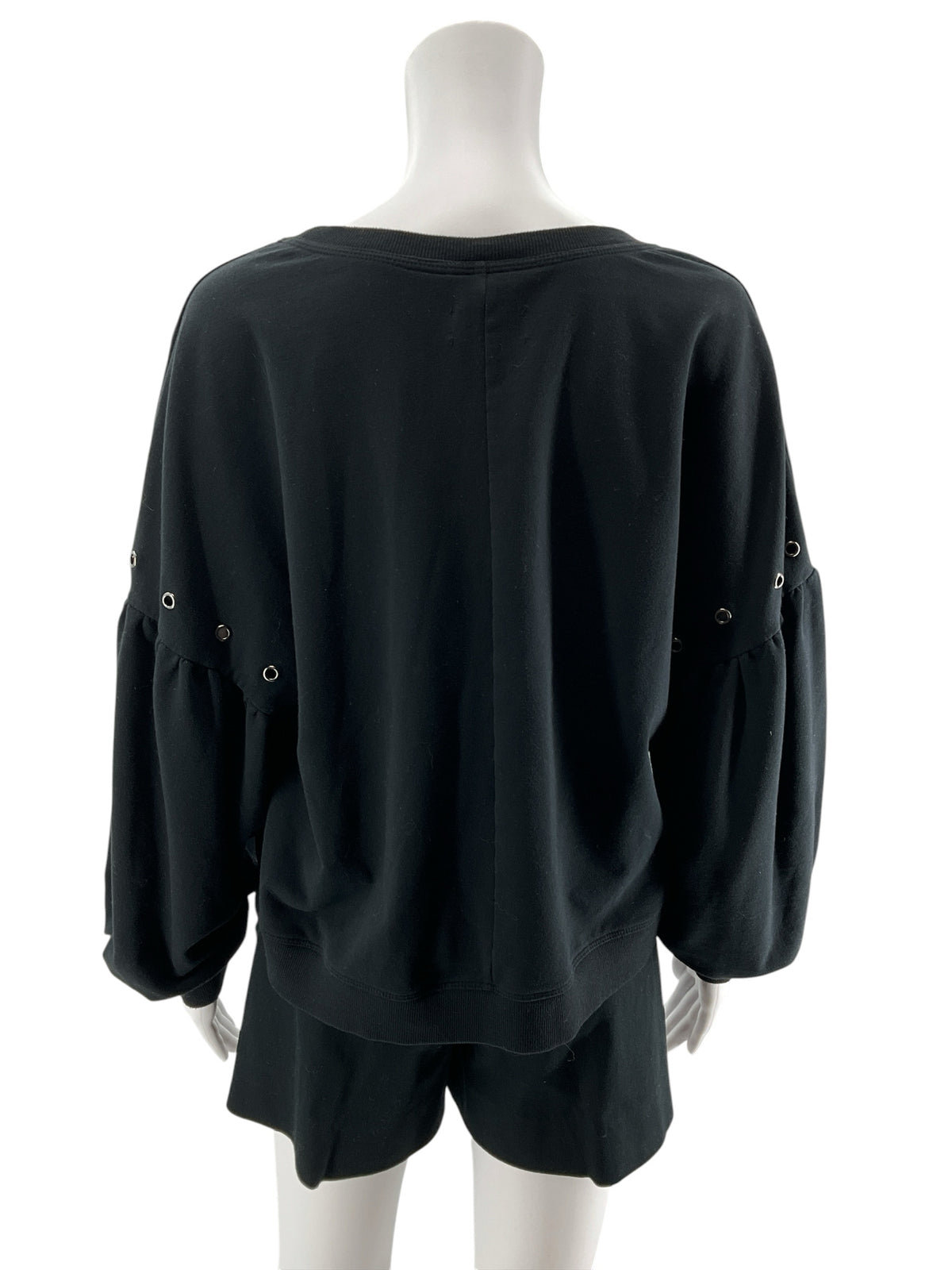 Sundays Two Grommet Detail Cropped Sweatshirt Black Size Medium - ONLINE ONLY