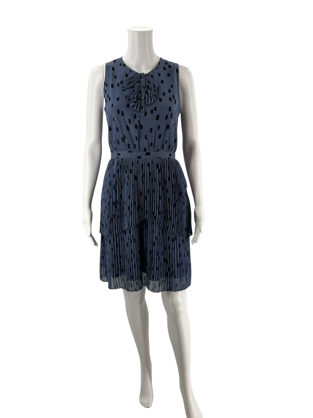 Banana Republic blue and black print dress with tags, size 2, featuring a stylish design for ladies.