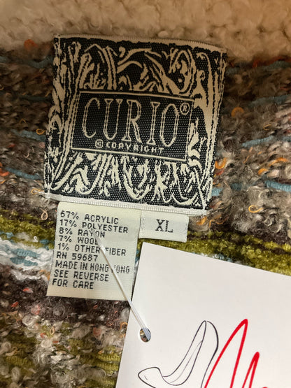 Curio Vintage Fair Isle Fringe Knit Sweater Vest | Size XL | Boho Artsy
